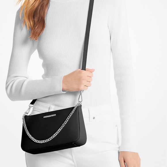 Michael Kors jet set, medium Saffiano leather Crossbody bag black - Picture 3 of 7